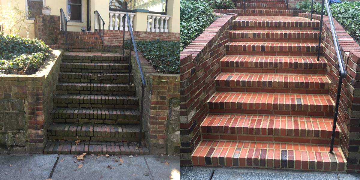 Brick Stairs Rebuild Before and After